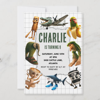 Italian Brainrot meme birthday invitation 招待状