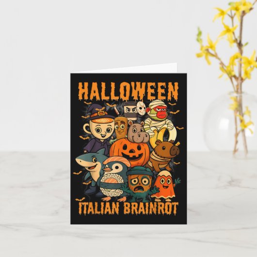 Italian Brainrot Meme Characters Halloween Costume カード (黄色い花)