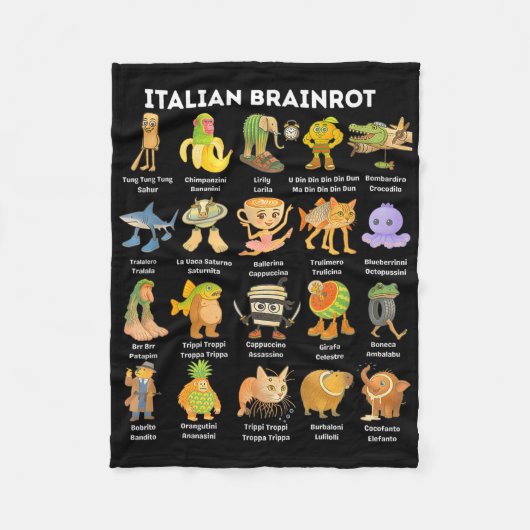 Italian Brainrot Meme For Kids Boy Men Women  フリースブランケット (正面)