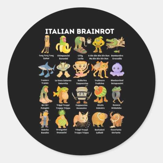 Italian Brainrot Meme For Kids Boy Men Women ラウンドシール (正面)