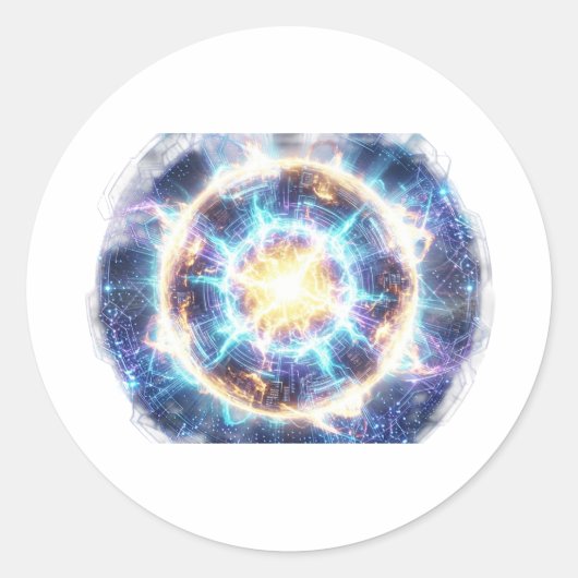 Italian Brainrot Pizza Chaos – Cyberpunk Glitch Me ラウンドシール (正面)