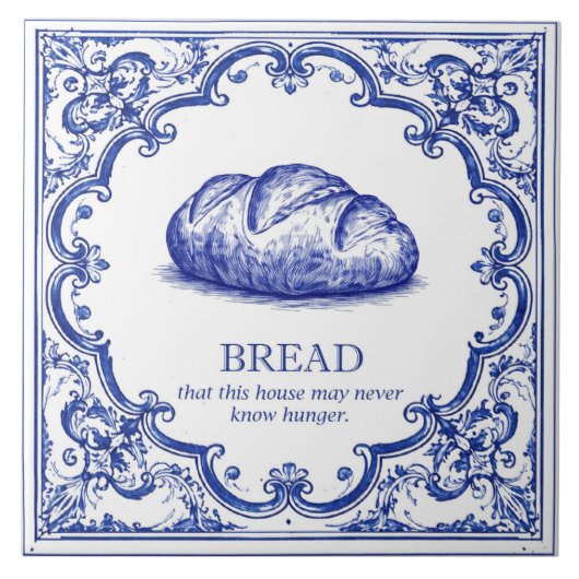 Italian Bread Kitchen Blessing Blue タイル (正面)
