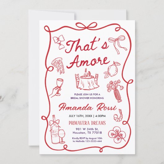 Italian Bridal Shower Invitation, That's Amore  招待状 (正面)