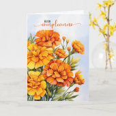 Italian Buon Compleanno Marigolds October Birthday カード (黄色い花)