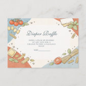 Italian Café Doodle Baby Shower Diapper Raffle エンクロージャーカード (正面)