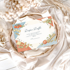 Italian Café Doodle Baby Shower Diapper Raffle エンクロージャーカード