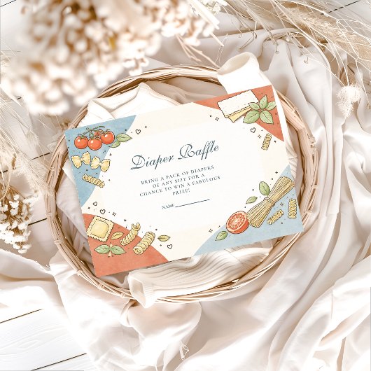 Italian Café Doodle Baby Shower Diapper Raffle エンクロージャーカード