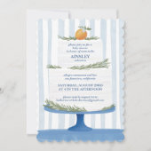 Italian Cake Blue Striped Baby Shower Invite 招待状 (正面)