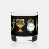 Italian Cards Aces Icons on Black ウイスキーグラス (正面)