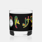 Italian Cards Aces Icons on Black ウイスキーグラス (左)