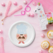 Italian Chef Face with Mustache and Hat ペーパープレート (パーティー)