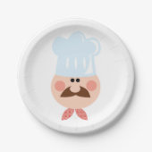 Italian Chef Face with Mustache and Hat ペーパープレート (正面)