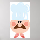 Italian Chef Face with Mustache and Hat ポスター (正面)