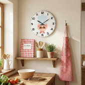 Italian Chef Face with Mustache and Hat ラージ壁時計