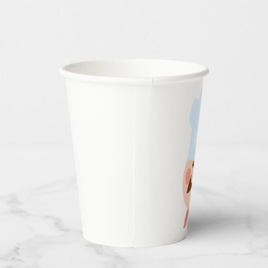 Italian Chef Face with Mustache and Hat 紙コップ (右)