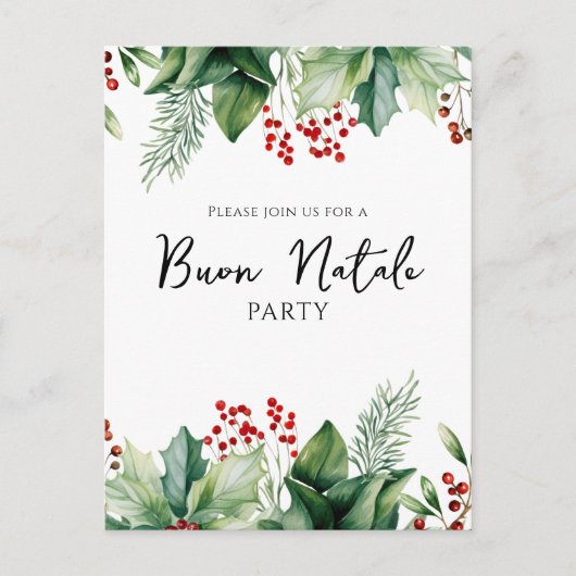 Italian Christmas Buon Natale Party シーズンポストカード (正面)
