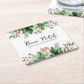 Italian Christmas Buon Natale Party スクエアペーパーコースター (アングル)