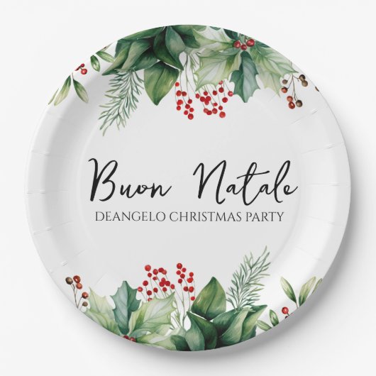 Italian Christmas Buon Natale Party ペーパープレート (正面)