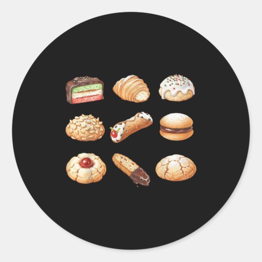 Italian Christmas Cookie Xmas Holiday Men Women Ki ラウンドシール (正面)