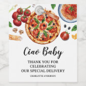 Italian Ciao Baby Pizza Red Baby Shower  ワインラベル (シングルラベル)