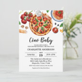 Italian Ciao Baby Pizza Red Baby Shower  招待状 (スタンド正面)
