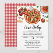 Italian Ciao Baby Pizza Red Baby Shower  招待状 (正面/裏面)