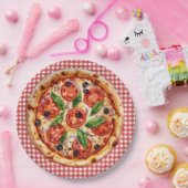 Italian Ciao Baby Red Checkered Baby Shower  ペーパープレート (パーティー)