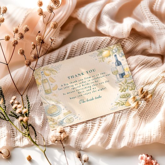 Italian Ciao Miss Bridal Shower サンキューカード