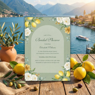 Italian Citrus Sage Green Bridal Shower 招待状