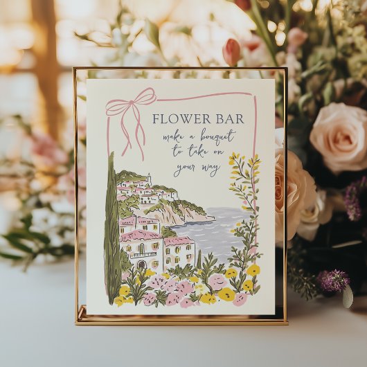 Italian Coast Bridal Shower Flower Bar ポスター