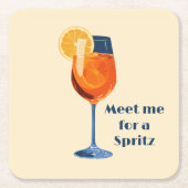 Italian Cocktail Drink Vintage Retro Happy Hour スクエアペーパーコースター (正面)