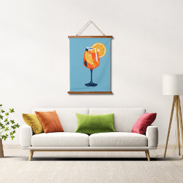 Italian Cocktail Happy Hour Vintage Retro Abstract 吊り下げ型タペストリー