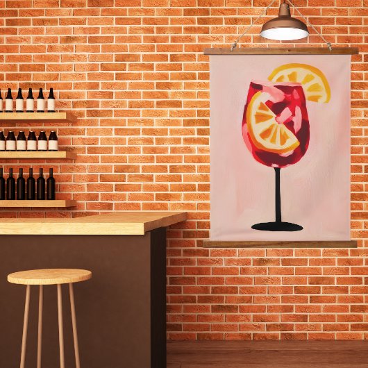 Italian Cocktail Happy Hour Vintage Retro Abstract 吊り下げ型タペストリー