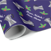 Italian Coffee Moka Pot Buon Natale cute Christmas ラッピングペーパー (ロールコーナー)