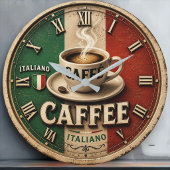Italian Coffee Rustic Kitchen Vintage Espresso ラージ壁時計