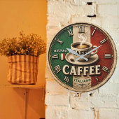 Italian Coffee Rustic Kitchen Vintage Espresso ラージ壁時計