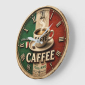 Italian Coffee Rustic Kitchen Vintage Espresso ラージ壁時計 (傾斜)