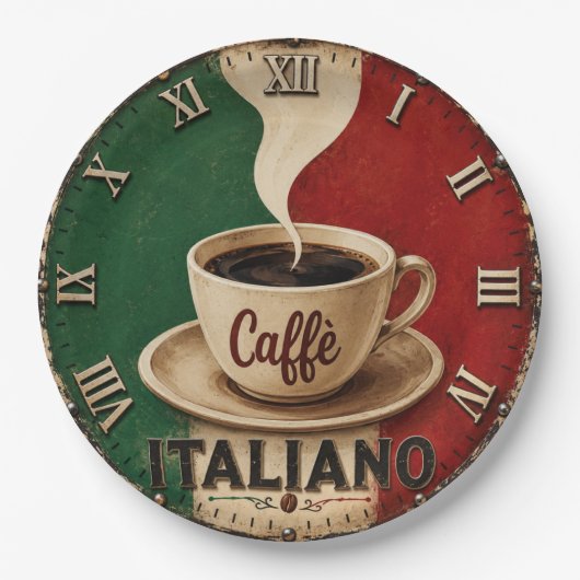 Italian Coffee Vintage Café Espresso Kitchen Gift ペーパープレート (正面)