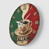 Italian Coffee Vintage Café Espresso Kitchen Gift ラージ壁時計 (傾斜)