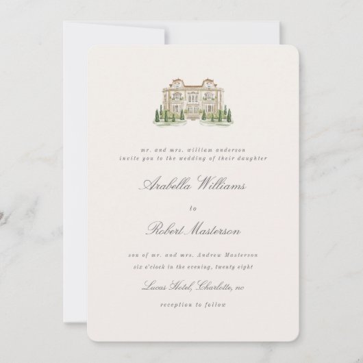 Italian Countryside Elegant Wedding Invitation 招待状 (正面)