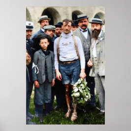 Italian Cyclist Luigi Ganna Victory Flowers ポスター