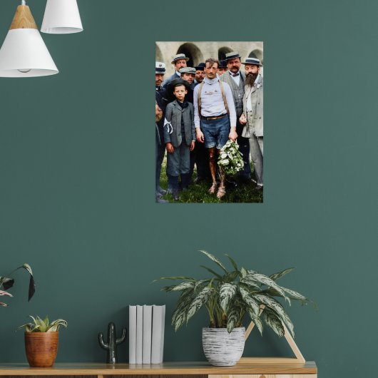 Italian Cyclist Luigi Ganna Victory Flowers ポスター (リビング1)