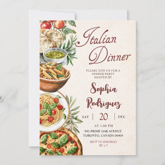 Italian Dinner Party Invitation 招待状 (正面)