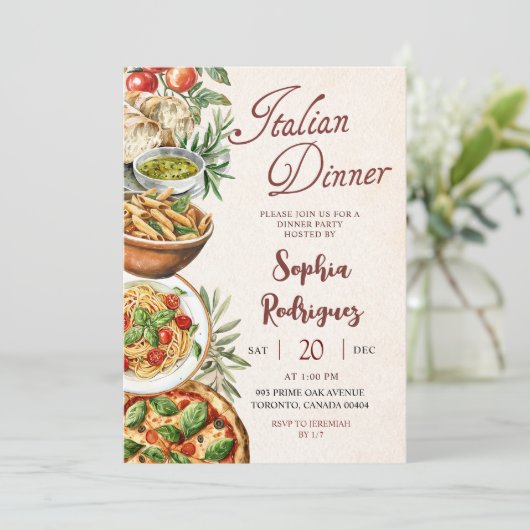 Italian Dinner Party Invitation 招待状 (スタンド正面)