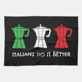 Italian do it better Moka Pot Coffee humor キッチンタオル (横)