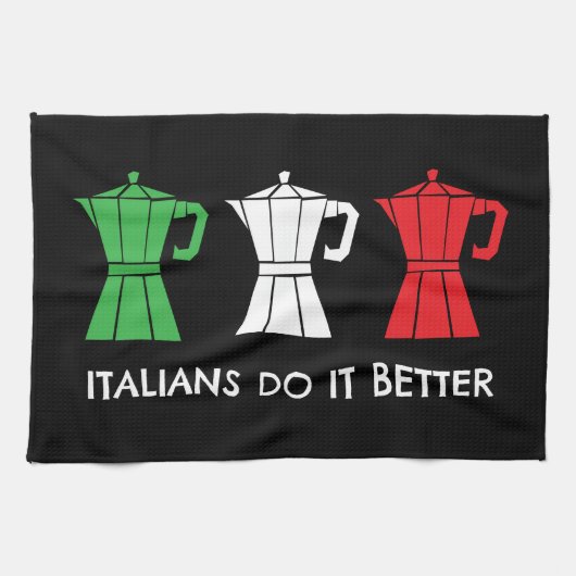 Italian do it better Moka Pot Coffee humor キッチンタオル (横)