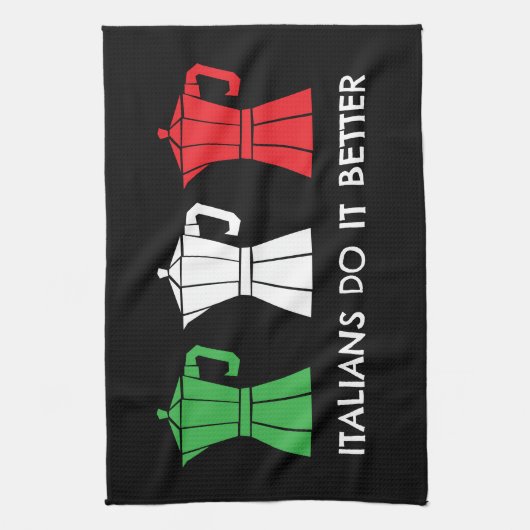 Italian do it better Moka Pot Coffee humor キッチンタオル (縦)