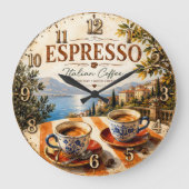 Italian Espresso Coffee ラージ壁時計 (正面)