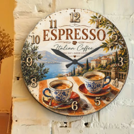 Italian Espresso Coffee ラージ壁時計