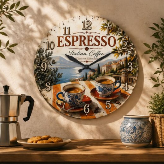 Italian Espresso Coffee ラージ壁時計